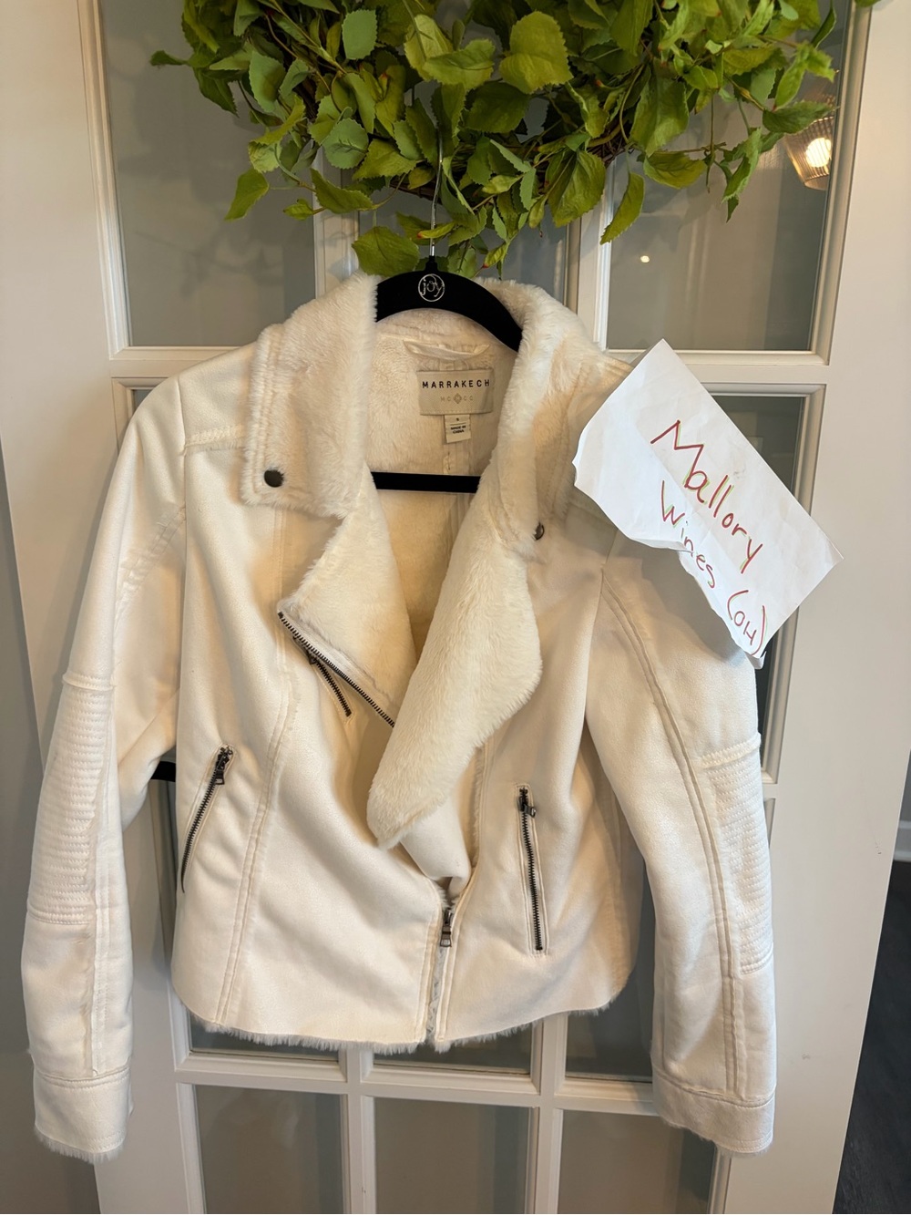 Marrakech Off-White Faux-Shearling Moto Jacket